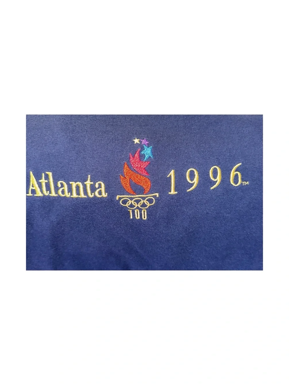 1996 Vintage Champion Navy Blue Atlanta Olympics Embroidered Tee - Picture 3 of 13